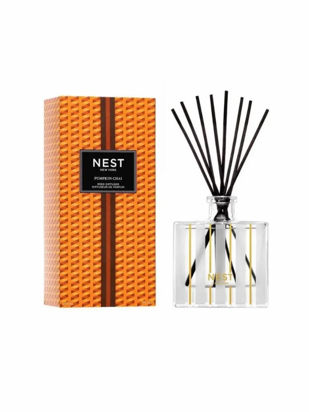 New- NEST Fragrances Pumpkin Chai Reed Diffuser — Orange and Black
